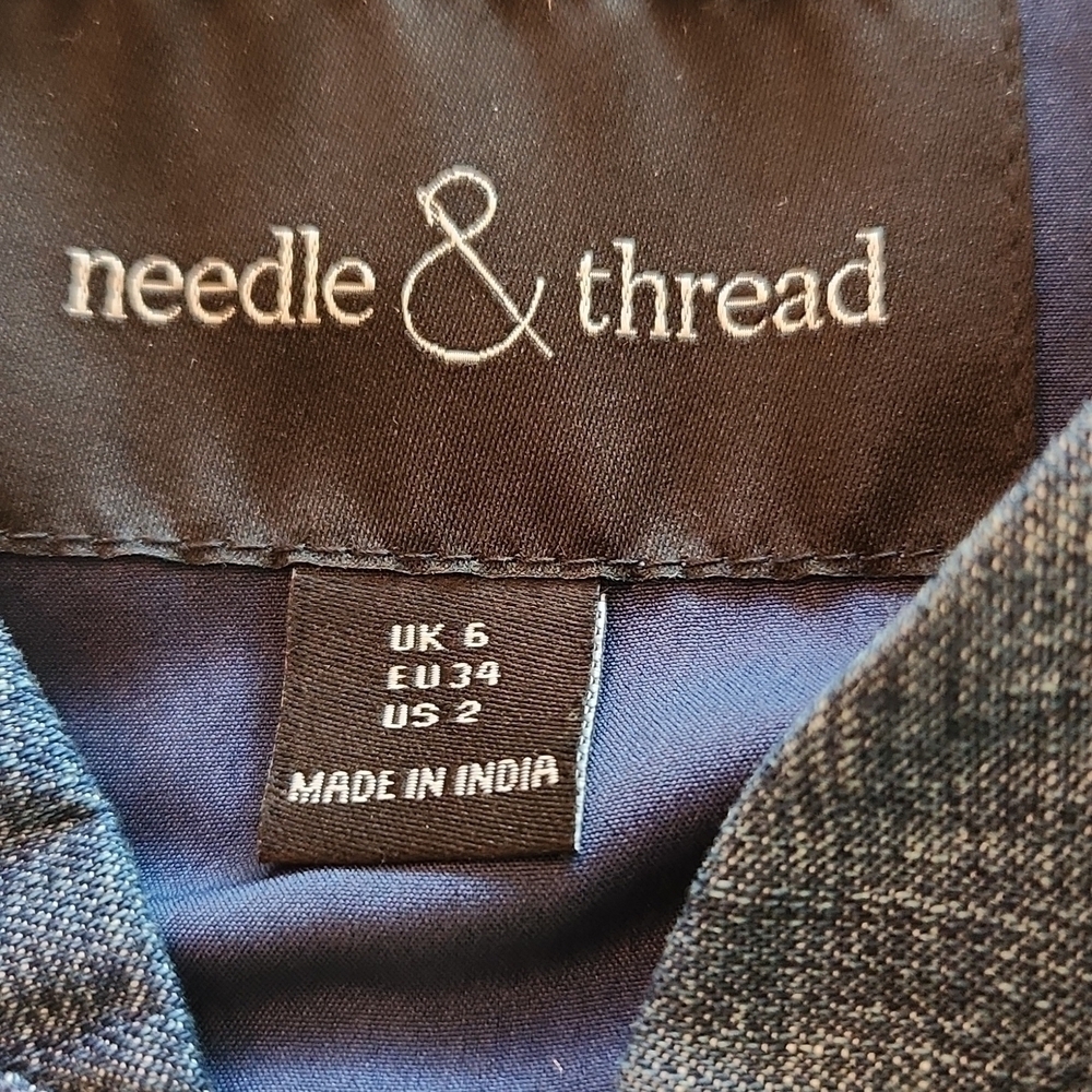 Needle & Thread Sundaze Floral Embroidered Denim Bomber Jacket 2 - Picture 9 of 13